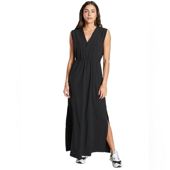 ATHLETA Marlow Maxi Dress black Athleisure Tall Athletic Travel Size XLT - Picture 1 of 13